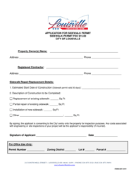 Document preview: Application for Sidewalk Permit - City of Louisville, Ohio