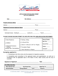 Document preview: Application for Building Permit - City of Louisville, Ohio