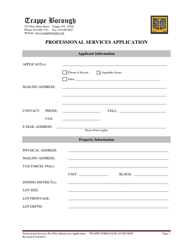 TRAPPE Form 018 &quot;Professional Services Application&quot; - Trappe Borough, Pennsylvania
