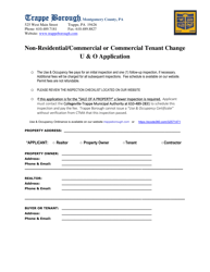 Non-residential/Commercial or Commercial Tenant Change Use &amp; Occupancy Application - Trappe Borough, Pennsylvania