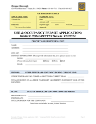 Use &amp; Occupancy Permit Application: Mobile Home/Recreational Vehicle - Trappe Borough, Pennsylvania, Page 2