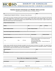 Storage Lot Permit Application - Harris County, Texas
