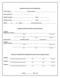 Class I Sexually Oriented Business Permit Application - Harris County, Texas, Page 2