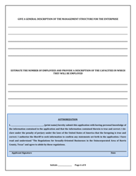 Class I Sexually Oriented Business Permit Application - Harris County, Texas, Page 6