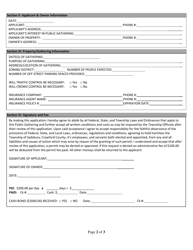 Public Gathering Permit Application - Sadsbury Township, Pennsylvania, Page 2