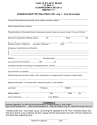 Document preview: Business Registration Application - Town of Atlantic Beach, North Carolina