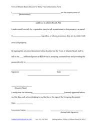 Document preview: Disaster Re-entry Pass Authorization Form - Town of Atlantic Beach, North Carolina