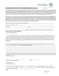 Document preview: Disclosure Affidavit of No Monies Due to the City - City of Miami, Florida