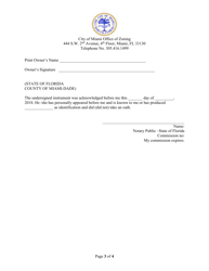 Indemnification/Hold Harmless Affidavit - City of Miami, Florida, Page 3