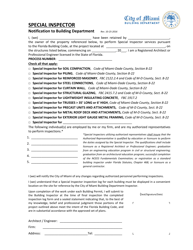 Document preview: Special Inspector Notification to Building Department - City of Miami, Florida