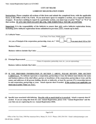 Document preview: Form CM-LRF Lobbyist Registration Form - City of Miami, Florida