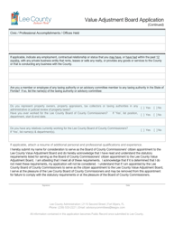 Value Adjustment Board Application - Lee County, Florida, Page 2
