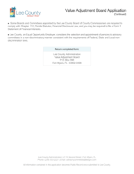 Value Adjustment Board Application - Lee County, Florida, Page 3
