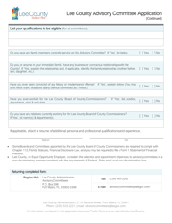Lee County Advisory Committee Application - Lee County, Florida, Page 2