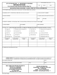Form 83-A-15 Refund Petition - City of Philadelphia, Pennsylvania