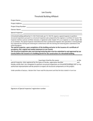Document preview: Threshold Building Affidavit - Lee County, Florida