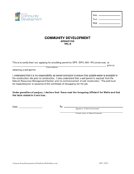 Document preview: Well Affidavit Form - Lee County, Florida