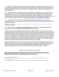 Owner Builder Disclosure Statement - Lee County, Florida, Page 2