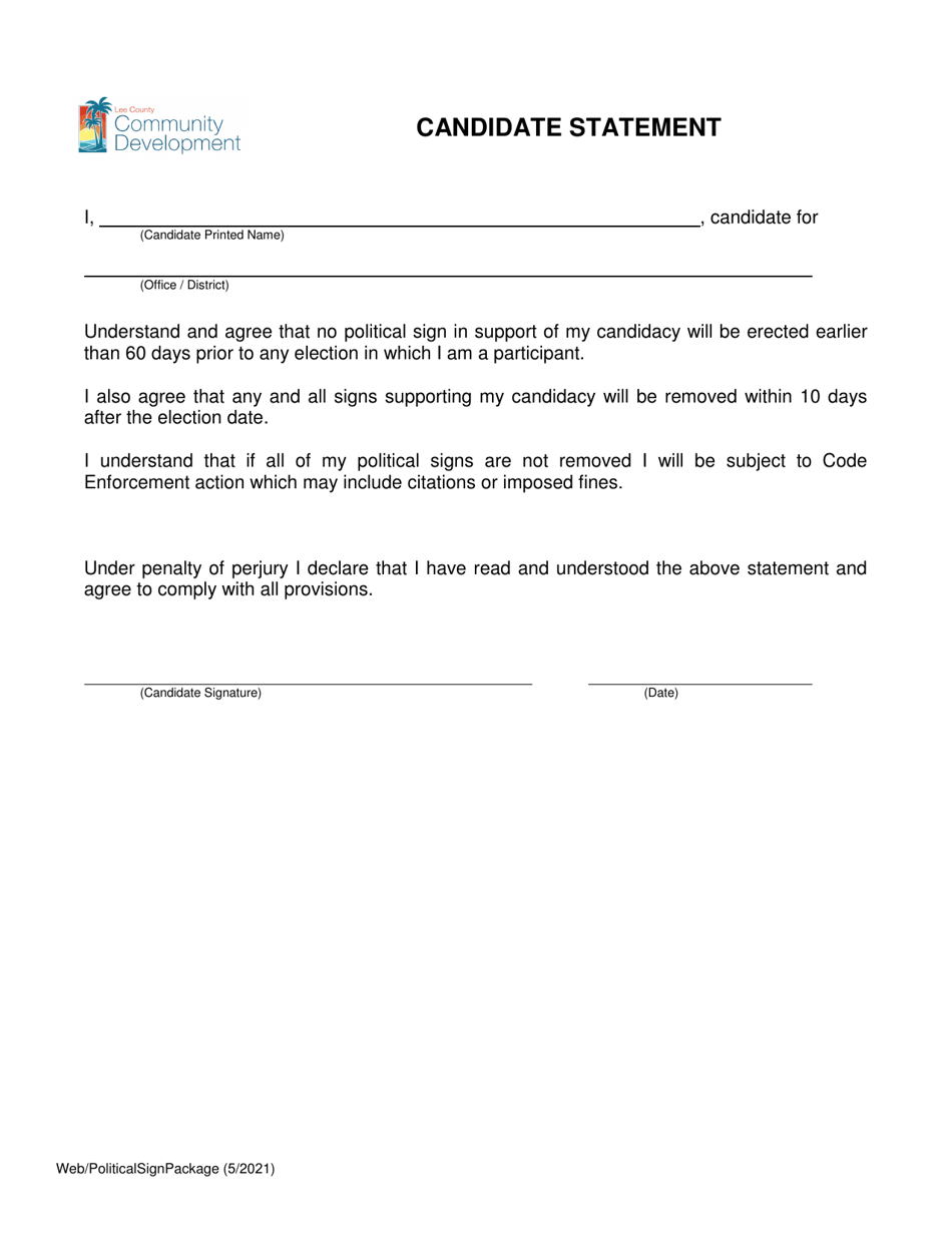 Political Signs Application - Lee County, Florida, Page 3