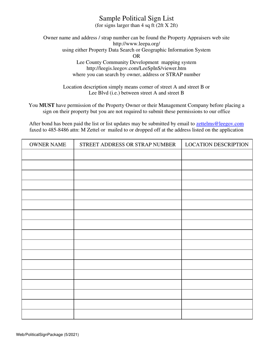 Political Signs Application - Lee County, Florida, Page 4