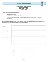Event Permit Application - Lee County, Florida, Page 10