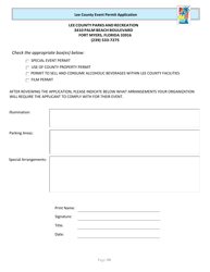 Event Permit Application - Lee County, Florida, Page 11