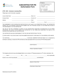 &quot;Subcontractor Pin Authorization Form&quot; - Lee County, Florida