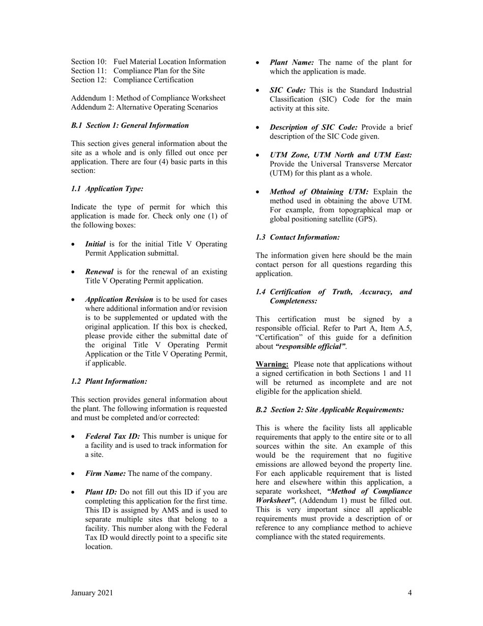 Instructions for Title V Operating Permit - City of Philadelphia, Pennsylvania, Page 4