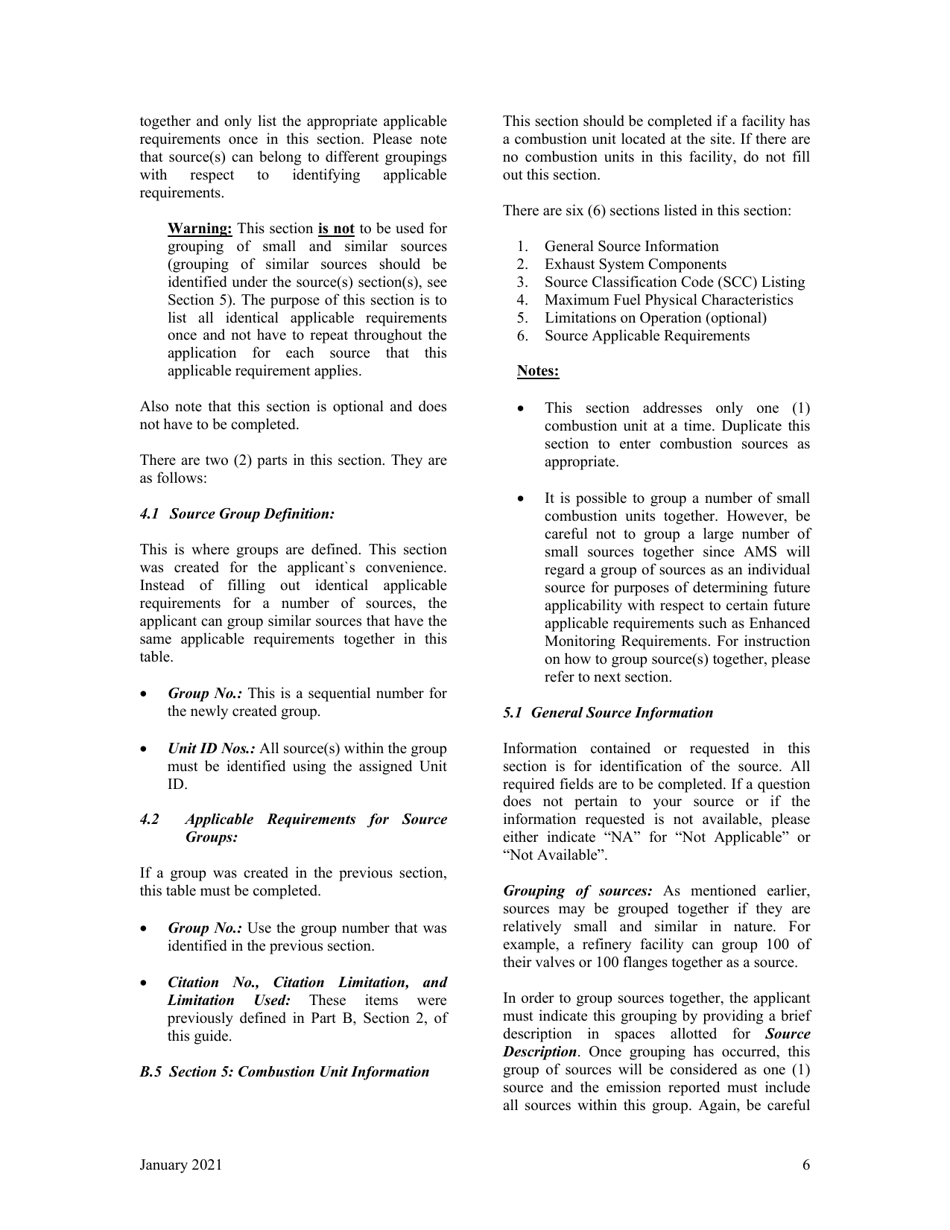 Instructions for Title V Operating Permit - City of Philadelphia, Pennsylvania, Page 6