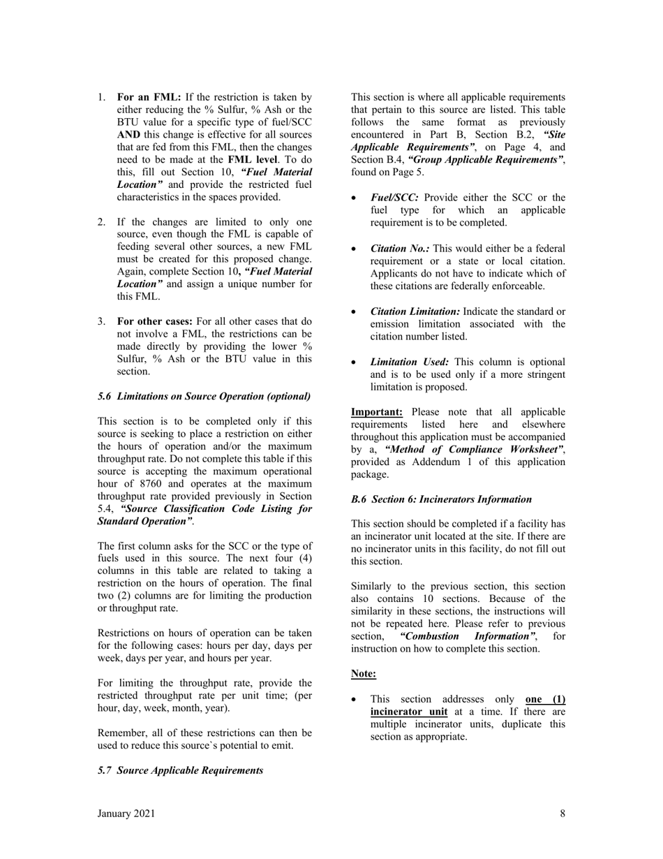 Instructions for Title V Operating Permit - City of Philadelphia, Pennsylvania, Page 8