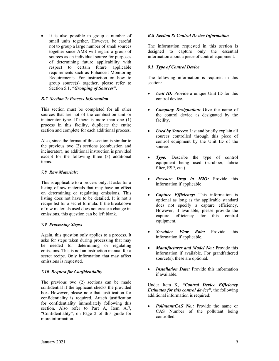 Instructions for Title V Operating Permit - City of Philadelphia, Pennsylvania, Page 9