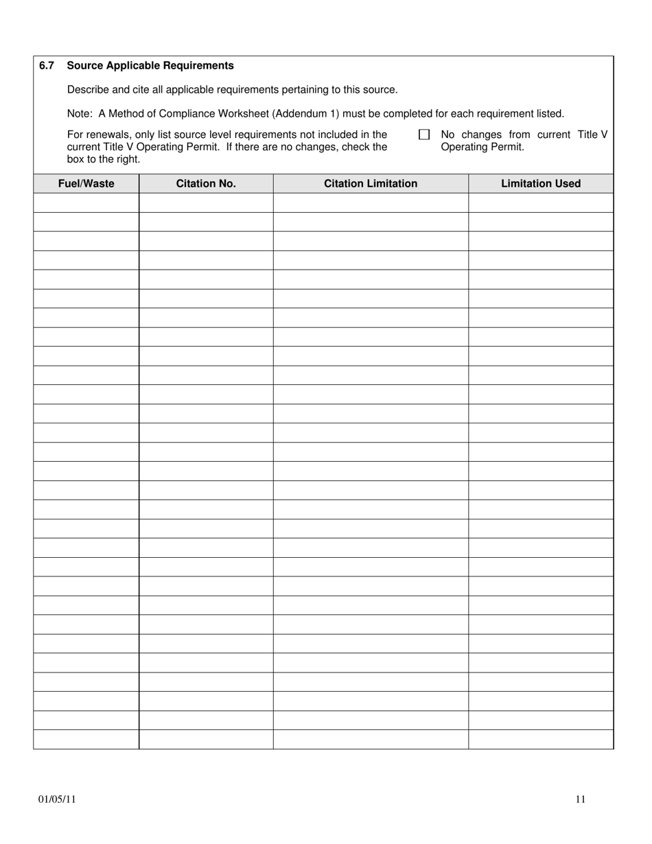 Title V Operating Permit Application - City of Philadelphia, Pennsylvania, Page 11