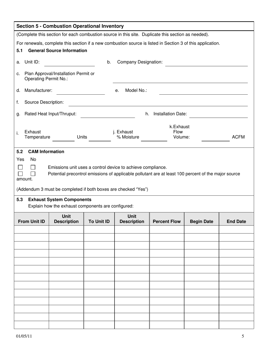 Title V Operating Permit Application - City of Philadelphia, Pennsylvania, Page 5