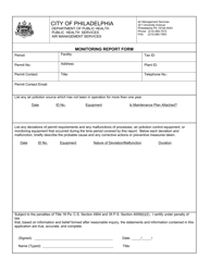 Air Management Monitoring Report Form - City of Philadelphia, Pennsylvania, Page 2