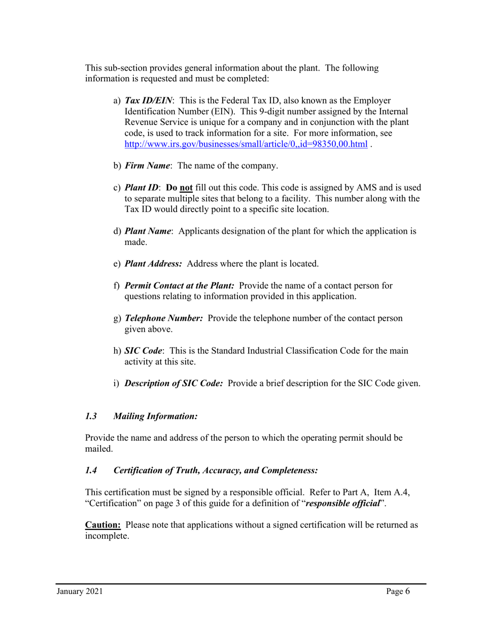 Instructions for Natural Minor Operating Permit Application - City of Philadelphia, Pennsylvania, Page 6