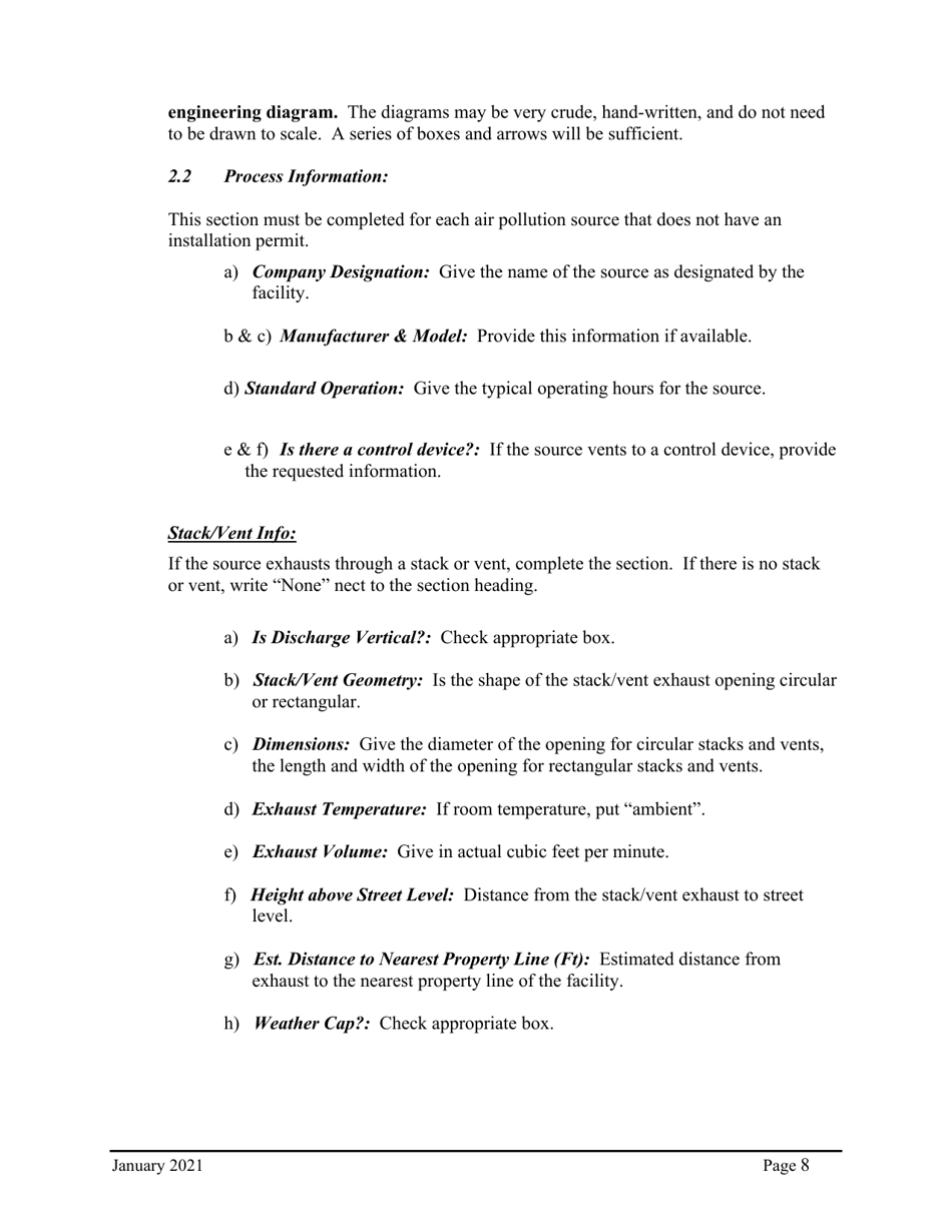 Instructions for Natural Minor Operating Permit Application - City of Philadelphia, Pennsylvania, Page 8
