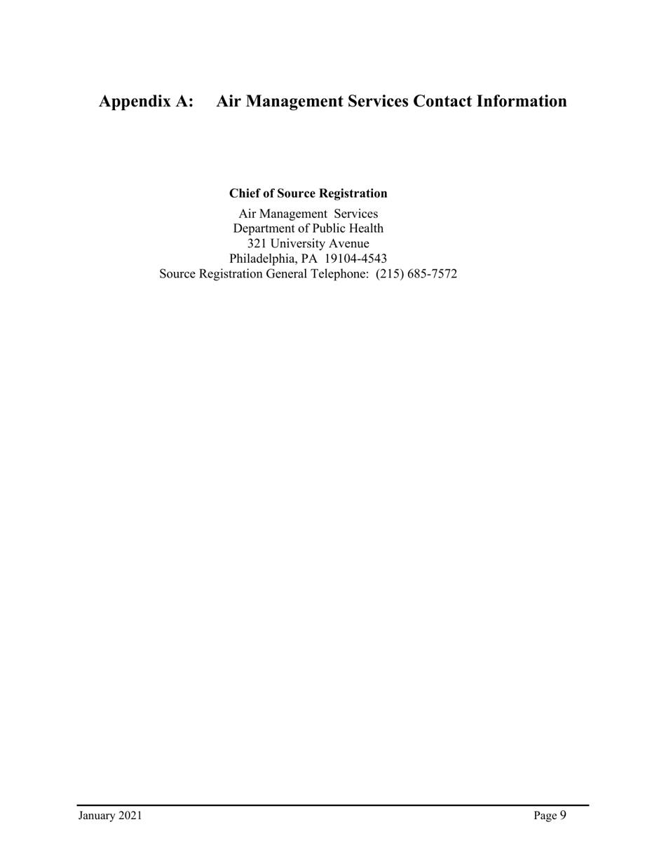 Instructions for Natural Minor Operating Permit Application - City of Philadelphia, Pennsylvania, Page 9