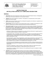 Document preview: Air Pollution Control Act Compliance Review Form - City of Philadelphia, Pennsylvania