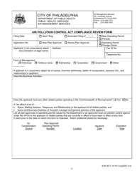 Air Pollution Control Act Compliance Review Form - City of Philadelphia, Pennsylvania, Page 5