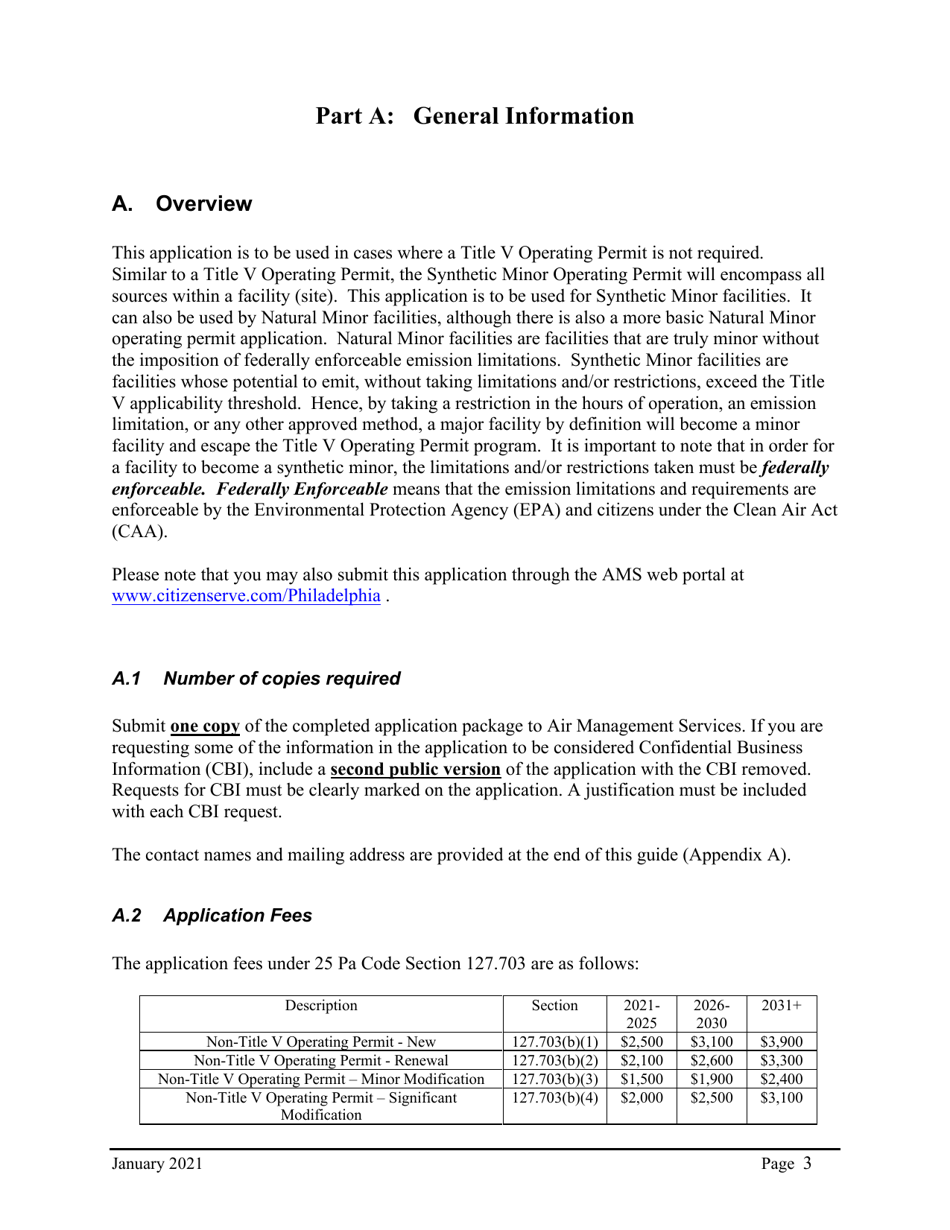 Instructions for Synthetic Minor Operating Permit Application - City of Philadelphia, Pennsylvania, Page 4