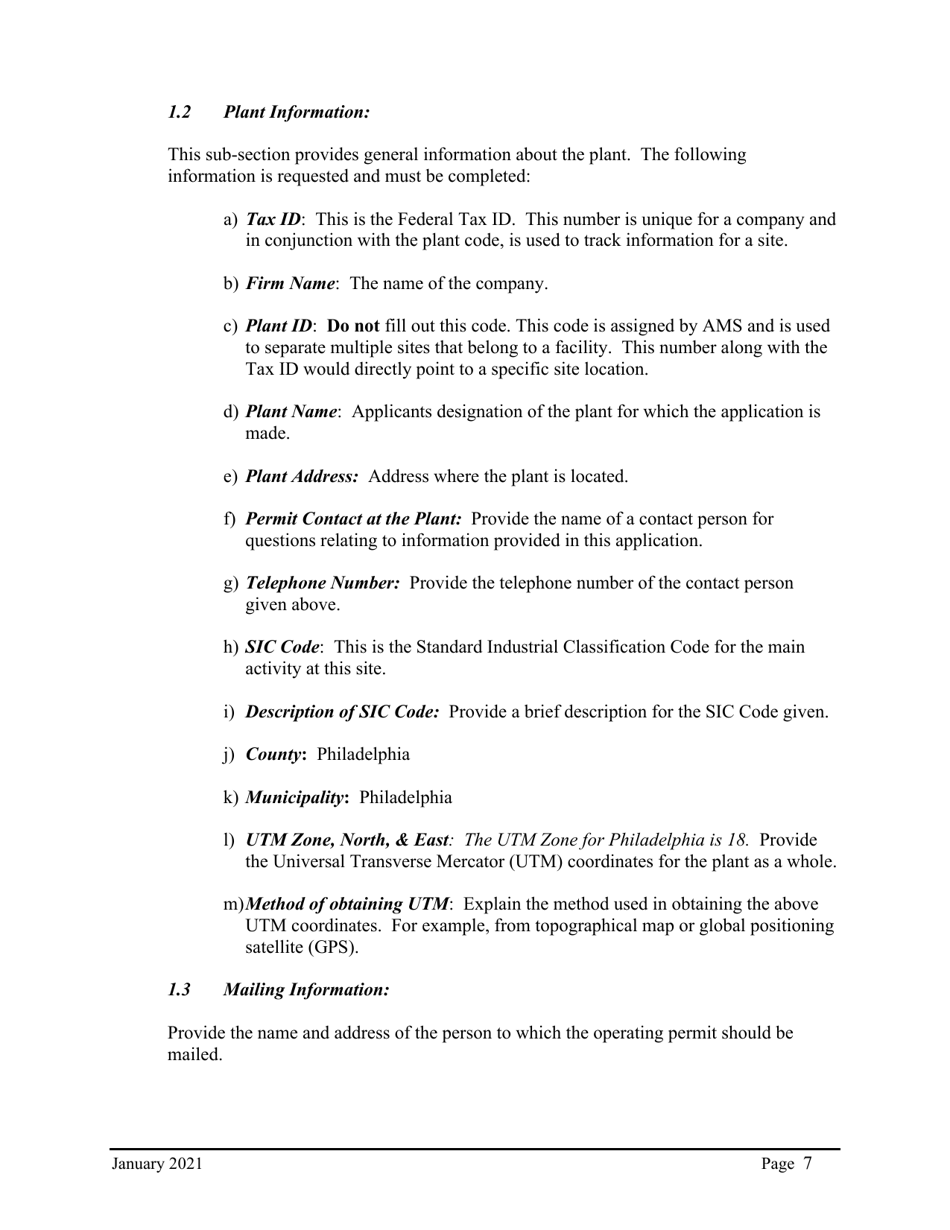 Instructions for Synthetic Minor Operating Permit Application - City of Philadelphia, Pennsylvania, Page 8