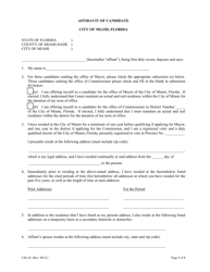 Document preview: Affidavit of Candidate - City of Miami, Florida