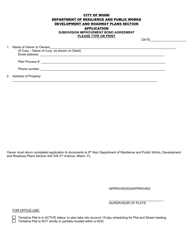 Document preview: Subdivision Improvement Bond Agreement Application - City of Miami, Florida
