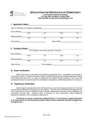 &quot;Application for Certificate of Competency&quot; - Lee County, Florida