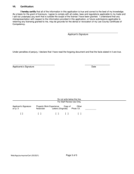 Application for Journeyman Certificate of Competency - Lee County, Florida, Page 3