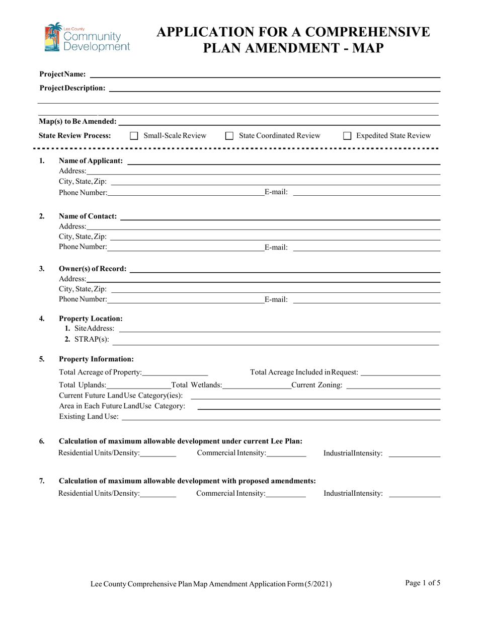 Lee County, Florida Comprehensive Plan Map Amendment Application Form ...