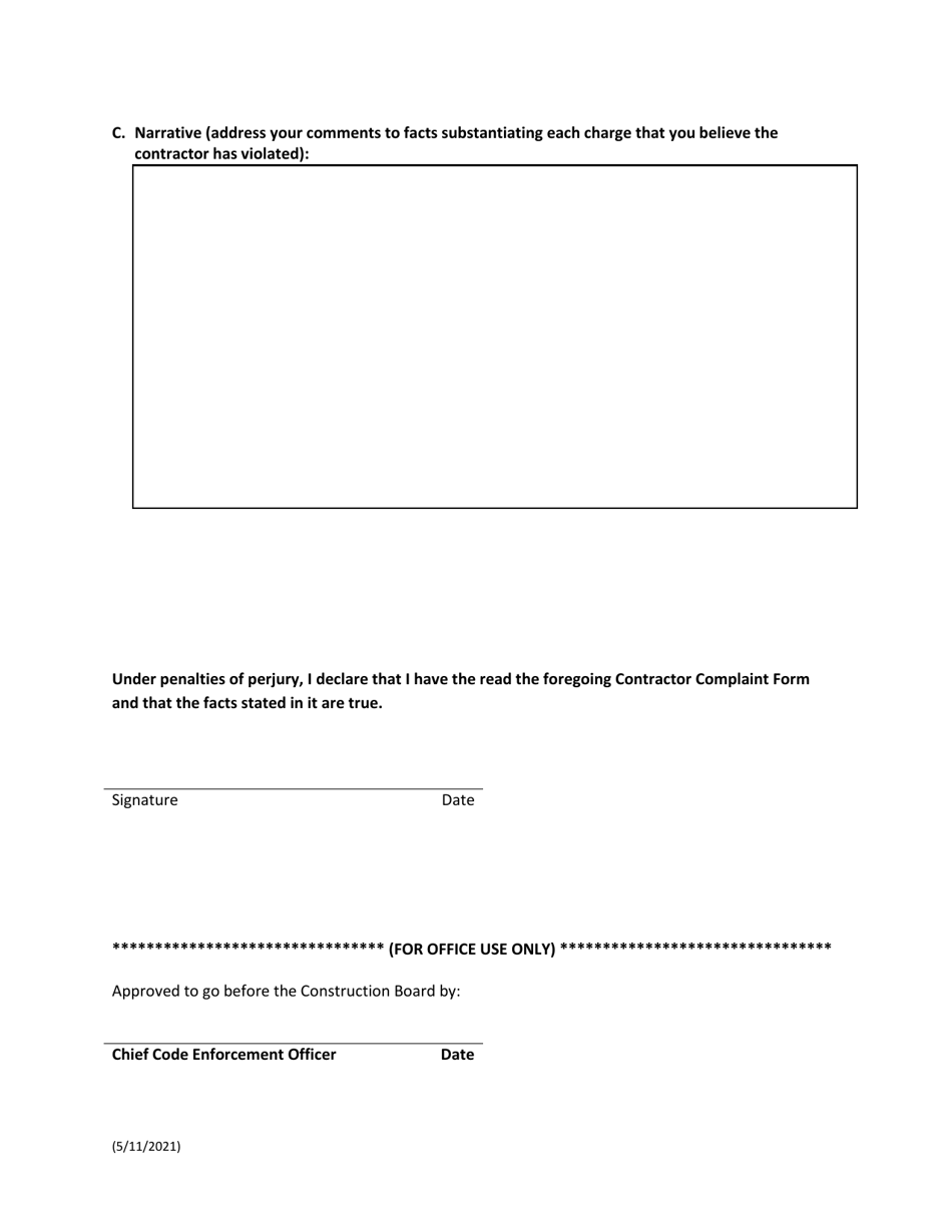 Contractor Complaint Form - Lee County, Florida, Page 2