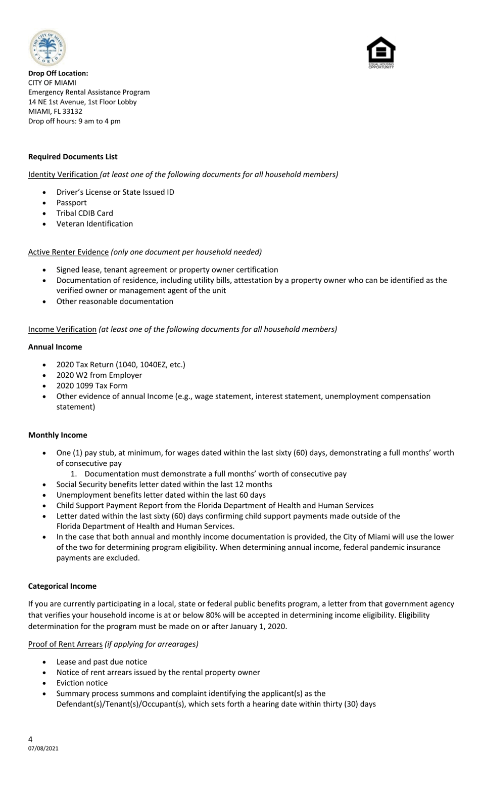 Emergency Rental Assistance (Era) Program Application - City of Miami, Florida, Page 4