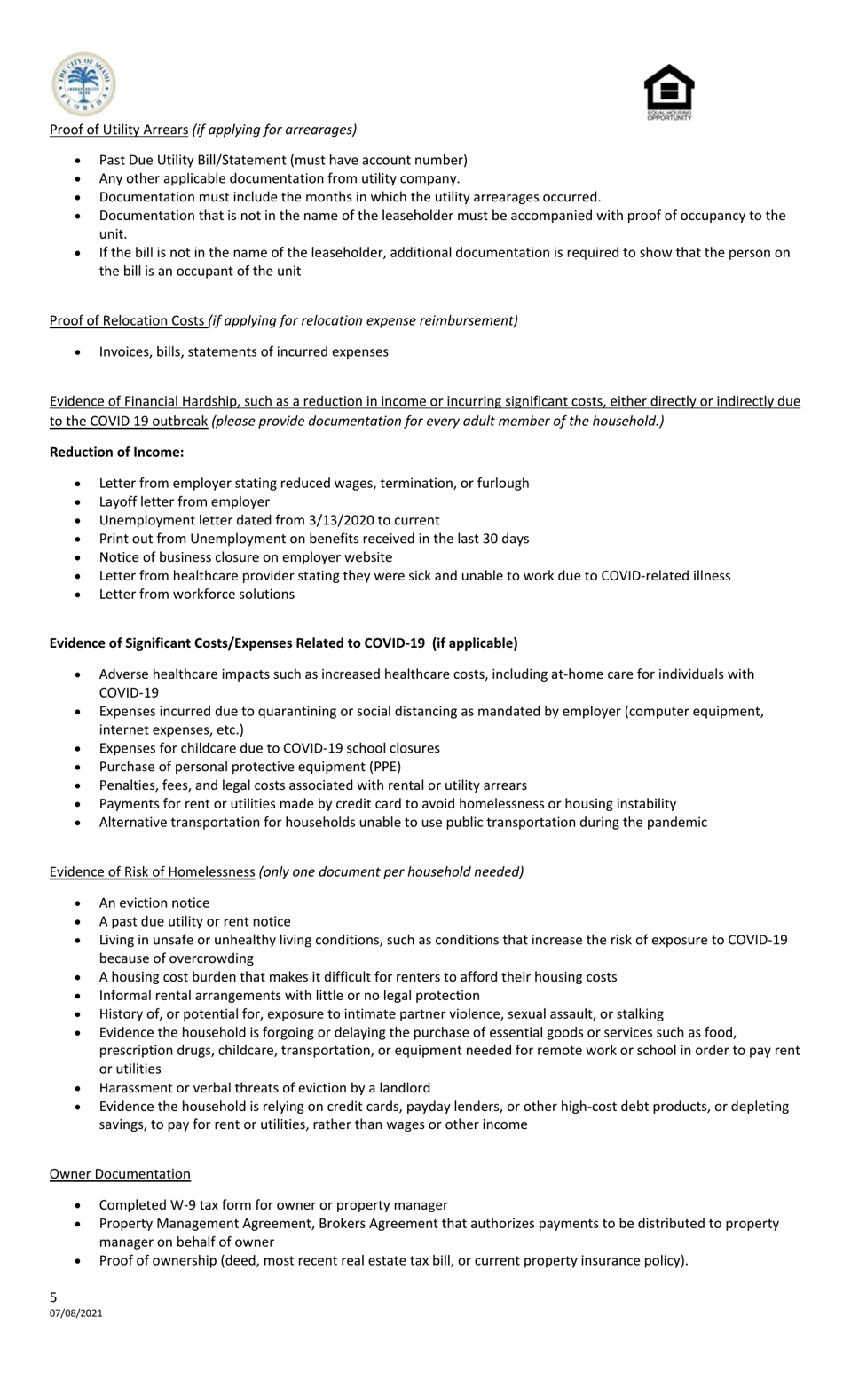 Emergency Rental Assistance (Era) Program Application - City of Miami, Florida, Page 5