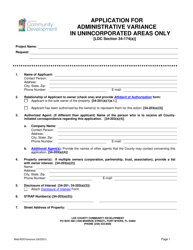 Document preview: Application for Administrative Variance - Lee County, Florida